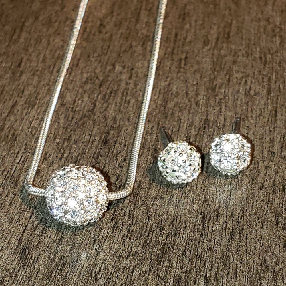 Disco ball style Necklace and earring set, Monet glitter ball